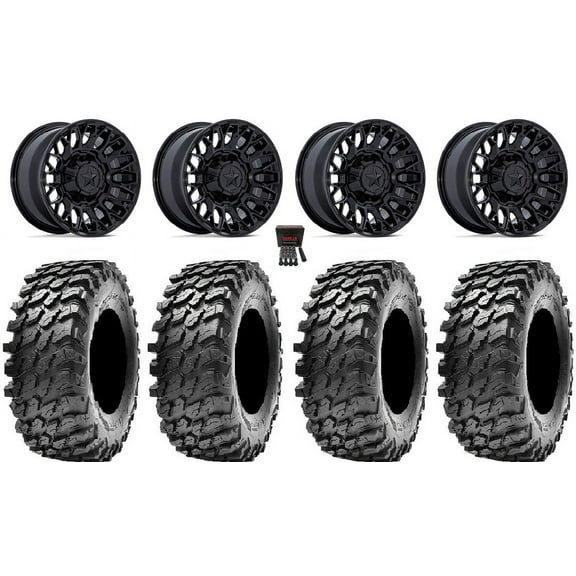 MSA Clubber 14" Wheels Black 32" Rampage Tires Kawasaki Teryx Mule