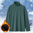 thumbnail image 4 of comerut Winter Base Top Turtleneck Solid Color Long Sleeves Knitted Pullover Keep Warm Double Collar Elastic Anti-pilling Men Base T-shirt for Daily Wear, 4 of 8