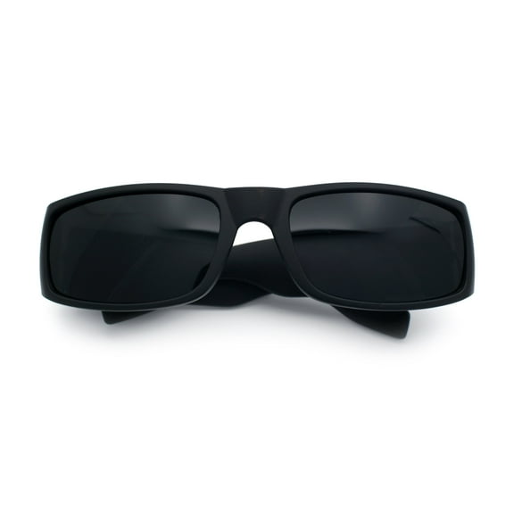 Mens Mad Dog Narrow Rectangle 90s Street Gangster Shade Sunglasses Matte Black