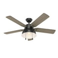 thumbnail image 3 of Hunter 52 inch Outdoor or Indoor Ceiling Fan with LED Light - Black Rustic Ceiling Fan with Pull Chain, For Bedroom, Living Room, or Patio, Standard Mount, No Remote - Mill Valley 59307, Matte Black, 3 of 16