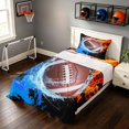 thumbnail image 3 of Manfei Boys Football Twin Sheets, Rugby Game Bedding, Black Brown Brightblue 3pcs(1 Flat Sheet, 1 Fitted Sheet and 1 Pillowcase), 3 of 6