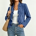 thumbnail image 6 of SOOMLON Jean Jacket for Women Cropped Plus Size Long Sleeve Denim Coat Vintage Ruffle Cardigan Fall Casual Clothes, 6 of 6