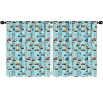 Blackout Kids Curtains,Cartoon Construction Vehicles Cranes Blue Pattern Childrens Insulated Curtains Set Of 2,Bedroom Essentials,Toddler Room Decor 52"x63"