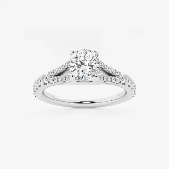 Vivid Jewel 1.4 Ct Moissanite Cushion Cut Engagement Ring - 14K Silver Ring for Gift - Engagement Wedding Split Shank Ring for Women's - 50th Wedding Anniversary Gifts - New Year Gifts