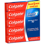 Colgate Cavity Protection Toothpaste with Fluoride, Regular Flavor, 8oz (5 Pack)