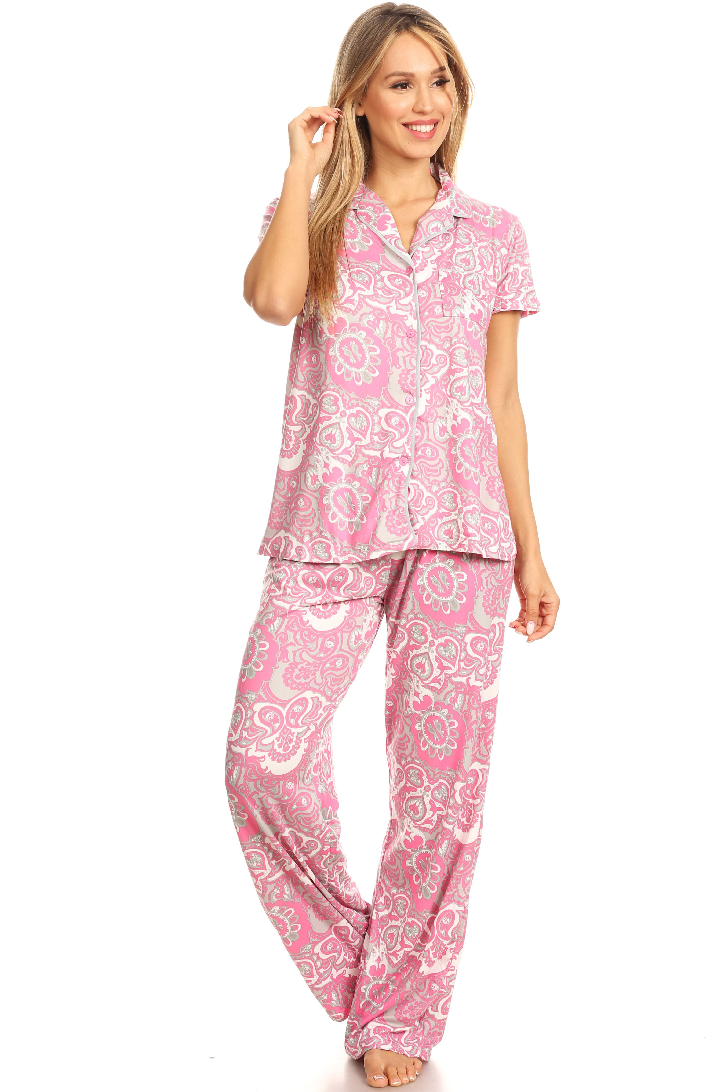 Premiere Fashion - Womens Sleepwear Pajamas Set Woman Short Sleeve ...