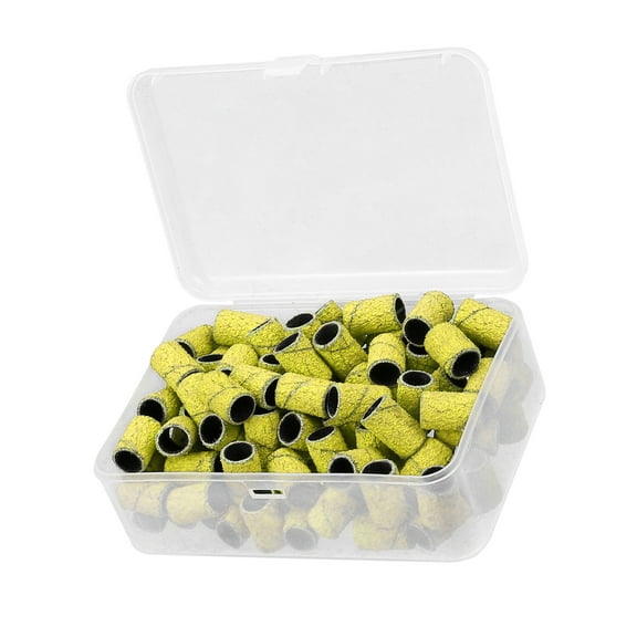 Unique Bargains 100 Pcs 80 Grit Nail Drill Bits Sanding Bands Gel File Polish Remover For Electric Nail Tools Yellow