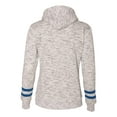 thumbnail image 3 of J. America Women's Melange Fleece Striped Sleeve Hooded Pullover, Style 8674, 3 of 3