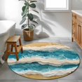 thumbnail image 4 of Ocean Waves Round Living Room Rugs 3.3 ft, Summer Beach Sand Nautical Scenery Washable Area Rug with Non-Slip Sturdy Edge Binding Round Front Door Mat Floor Carpet for Entryway, 4 of 9