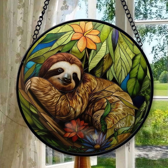 Hanging Stained Glass for Windows Sloth, Festival Gift Ornament, Christmas Ornament Gift, Mother’s Day Keepsake, Valentine’s Day Decor, Keepsake 2025