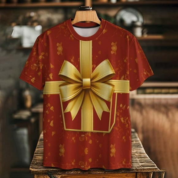 VBTAPA Men's 3D-Print Realistic Tuxedo Short Sleeve T-Shirt Holiday Party Funny Tux Tee Festival T Shirt for Men Wine L