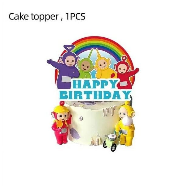 Teletubbies decoración de fiesta de cumpleaños para niños, vasos de papel, plato, tenedor, cuchillo, globo, mantel, bandera para pastel, colocación, suministros para niños