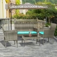 thumbnail image 3 of FDW 4-Pieces Outdoor Conversation Sets with Coffee Table, Gray/Blue, 3 of 7