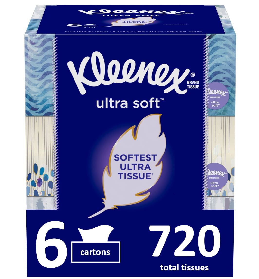 Kleenex Ultra Soft Facial Tissues,6 Flat Boxes 110 each 