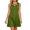 thumbnail image 2 of ClodeEU Women's Sleeveless Cutout Neck Mini Dress,Casual A Line Sundress for Summer Army Green,Women's Plus L, 2 of 7