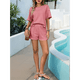 thumbnail image 5 of Conjunto de Pijama de 2 Piezas de Corta A Rayas de Verano, Color Rosa, Talla L, 5 of 8