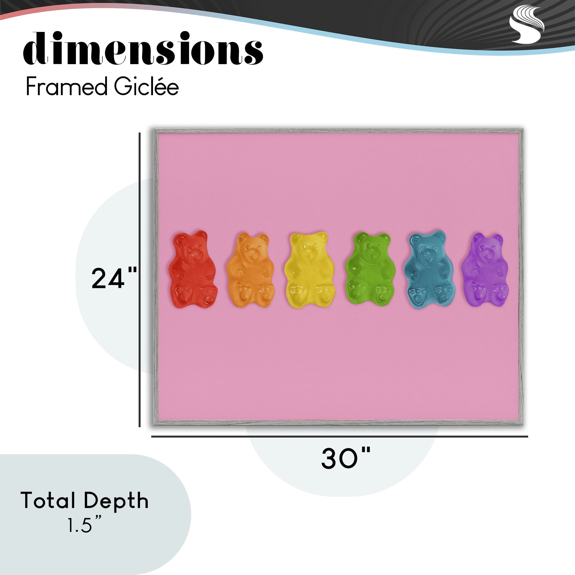 Stupell Industries Rainbow Gummy Bears on Pink Gray Framed Giclee Art, design by LISH Creative