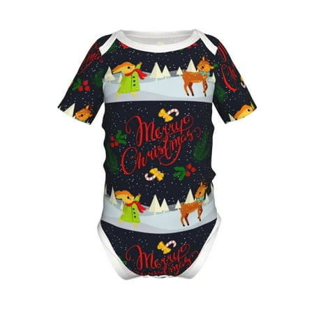 

Gaeub Merry Christmas Elk Print Infant Climbing Onesie Toddler Outfit Newborn Baby Bodysuit Baby Boy Girl Clothes -9M