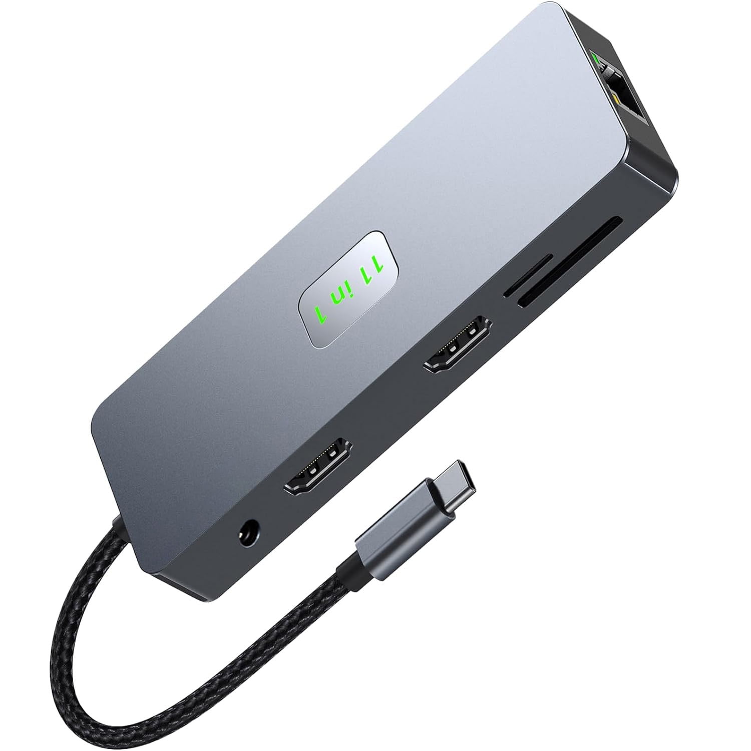 Prociv 11 in 1 Laptop Docking Station Dual Monitor, USB C Hub with Dual 4K 60HZ HDMI, 3 USB3.0 Ports, USB-C Data Port, PD 100W, 1000M Ethernet, SD/TF Card Reader, Audio