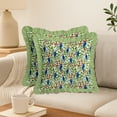 thumbnail image 2 of Vargottam Bird Design, Decorative Cushion Covers 16x16 - 100% Cotton Twill Set of 2 with Ruffle Edges, Farmhouse Print, Concealed Zipper Closure, No Fillers, 2 of 6