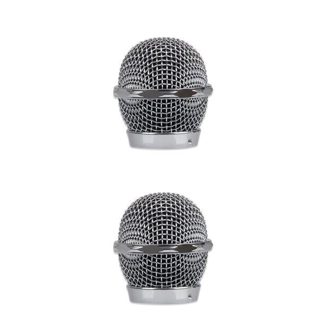 Cateissary Microphone Mesh Head Portable Detachable Reusable Accessories Part Mic Concert Heads Glossy Universal Component Washable Plata 2piezas