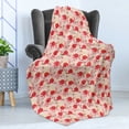 thumbnail image 4 of Botanic Soft Flannel Fleece Blanket, Meadow Flourishing Blooms Along Birds Spring Essence Revival Themed Layout, Cozy Plush for Indoor and Outdoor Use, 50" x 70", Scarlet and Ivory, by Ambesonne, 4 of 5