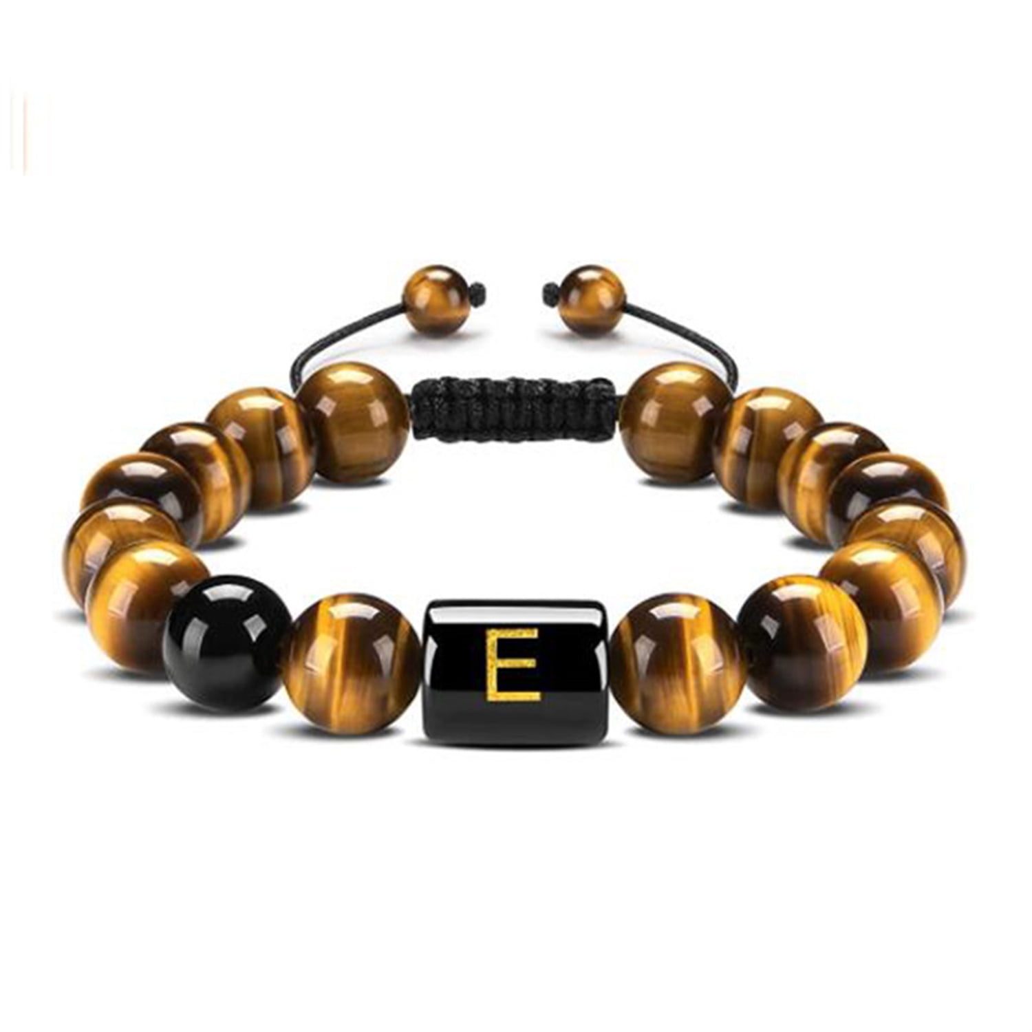 Initials Bracelets For Men Letter Bracelet Handmade Natural Black