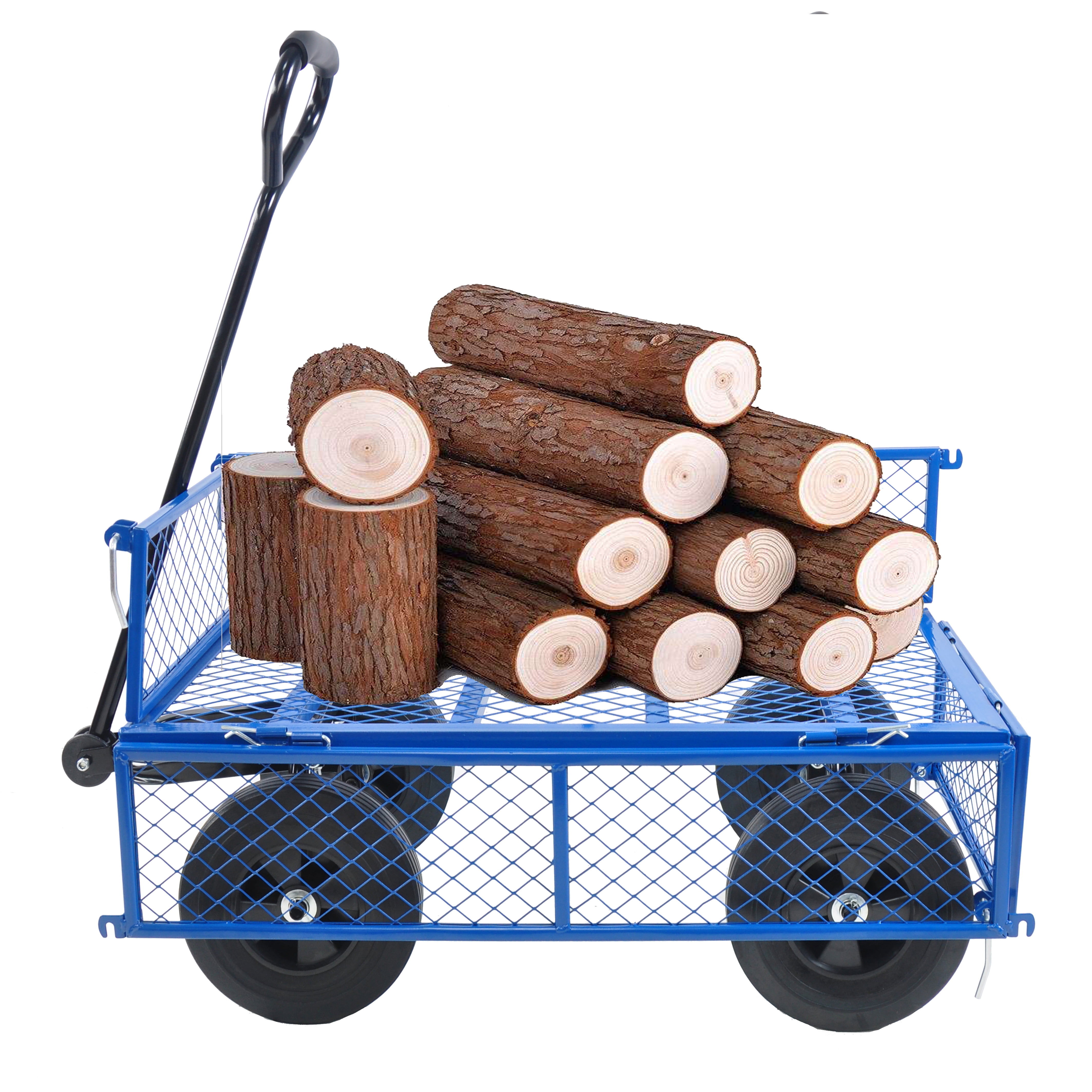 Multi-Functional Garden Dump Cart with Spacious Bed, Solid Tires, Heavy-Duty Steel Frame, Versatile Utility Wagon for Gardening Farming Yard Work