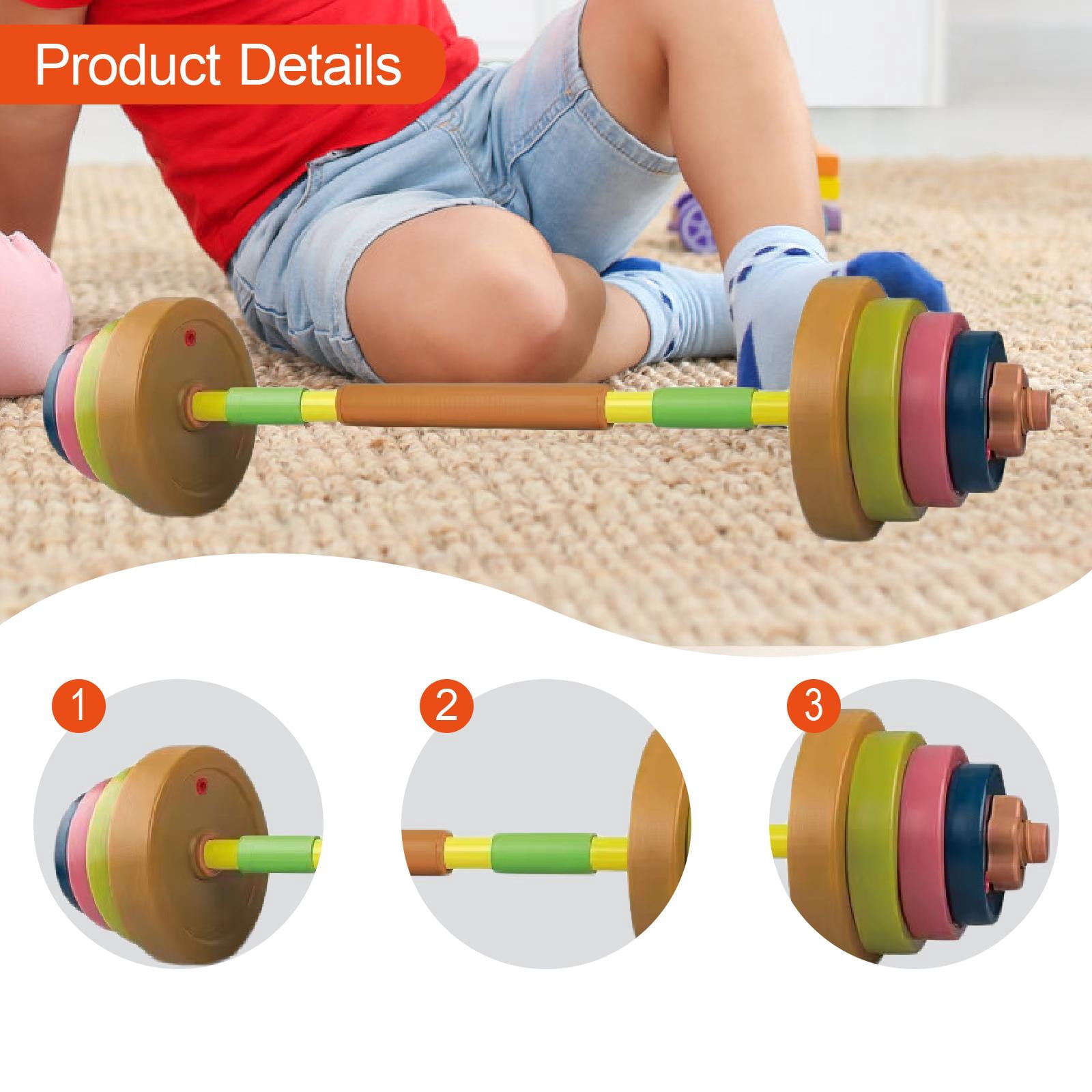 JWQFBC Kids Dumbbell Barbell Toy Adjustable Weight Powerlifting for Ages 3+ Educational Morandi Color