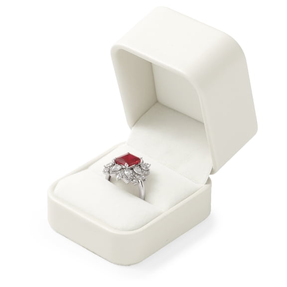 Oirlv Cream Leather Single Slot Ring Box - Luxury Velvet Lined Jewelry Case for Proposal, Engagement & Wedding Gift