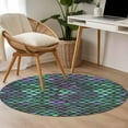 thumbnail image 4 of Coastal Teal Green Round Area Rug 3.3 FT, Non Slip Small Entryway Kitchen Mat, Modern Ocean Mermaid Scales Washable Soft Circular Rug Non-Shedding Door Mat for Bathroom Playroom Kids Room, 4 of 9