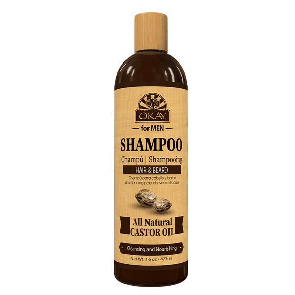 OKAY Men Castor Oil Beard & Hair Shampoo Wash – Cleanses, Softens & Conditions Beard & Hair, Improves Hair Appearance, Sulfate/Silicone/Paraben-Free, 16 oz
