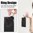 thumbnail image 2 of Allytechgroup for Samsung Galaxy Note 20 Ultra Wallet Case, Zipper Pocket Cards Holder RFID Blocking Ring Holder Stand Bumper Shockproof PU Leather Retro Phone Case for Galaxy Note 20 Ultra, Black, 2 of 8