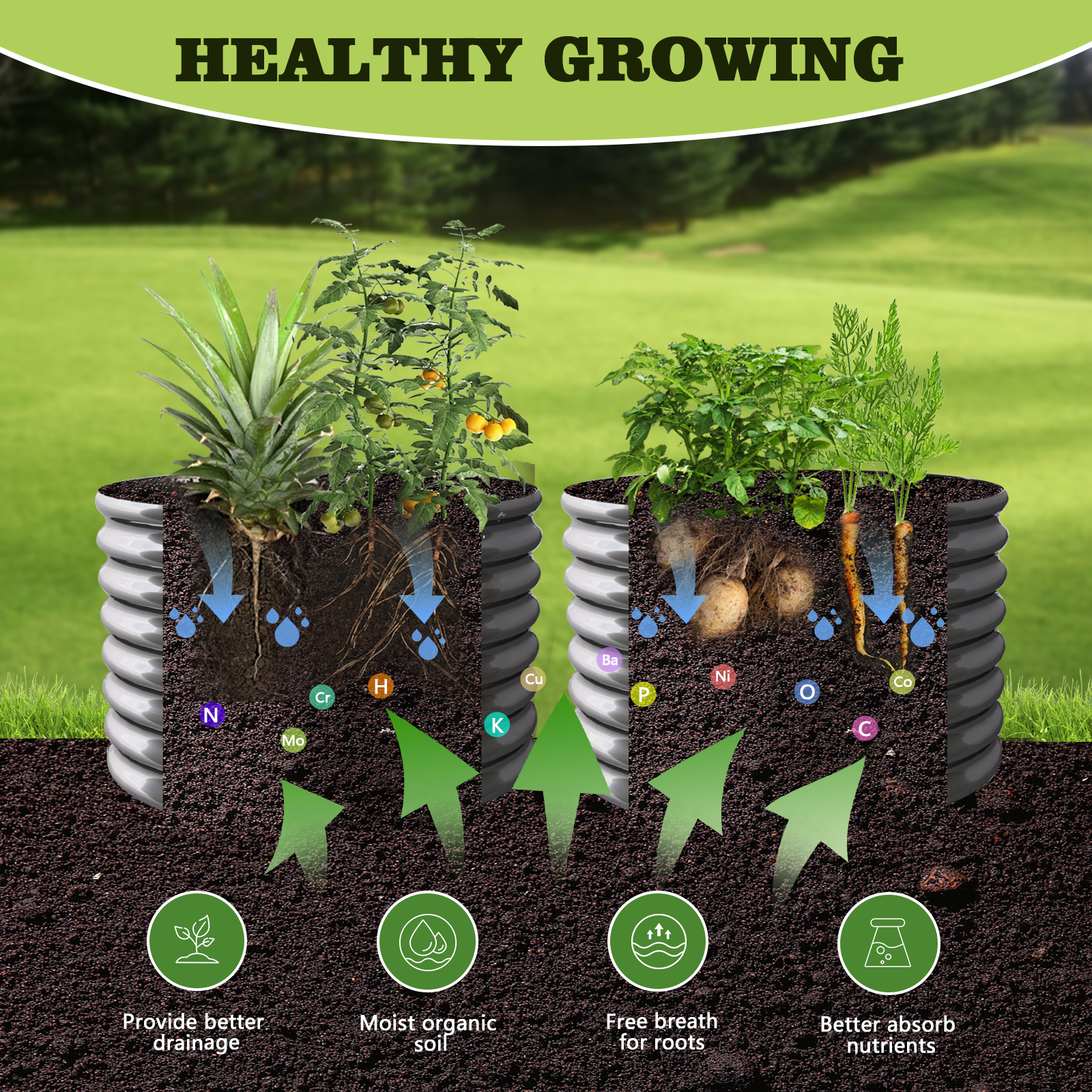 2-Pack 3ft x 24” Tall Galvanized Raised Garden Beds Outdoor, Round Metal Planter Box for Planting Vegetables Flowers Herb, Anti-Rust & Easy-Setup, Quartz Grey