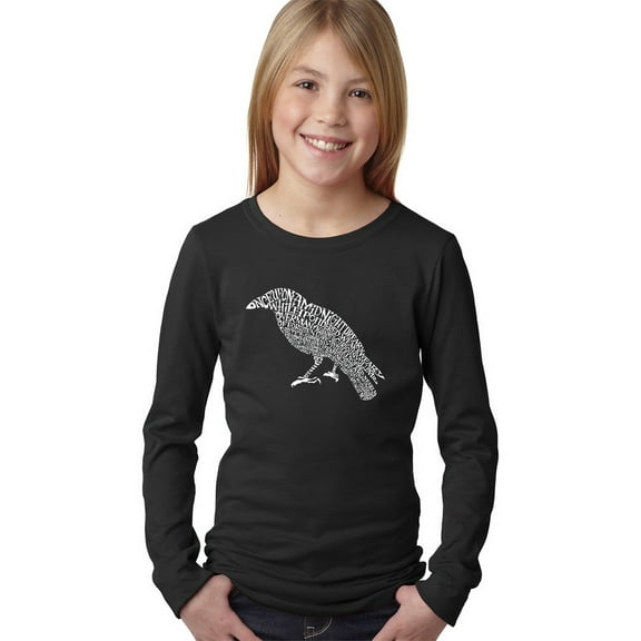 LA Pop Art Girl's Word Art Long Sleeve - Edgar Allen Poe's The Raven