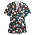 thumbnail image 4 of Blusa de manga corta con cuello en V para mujer, uniforme de trabajo, Navidad, con bolsillos Pompotops hkajfhjk457780, 4 of 7