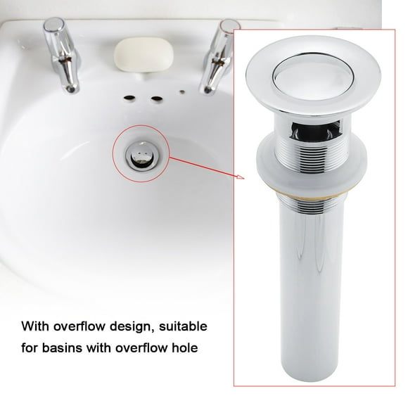 Pop Up Drain With Overflow,G1-1/4" Brass Bathroom Basin Sink Pop Up Assembly Pop Up Drain Class Leading Features