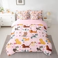 thumbnail image 2 of Feelyou Cartoon Dog Pug Bedding Comforter Set 7pcs, Kawaii Dachshund King Bedding Sets, 2 of 8