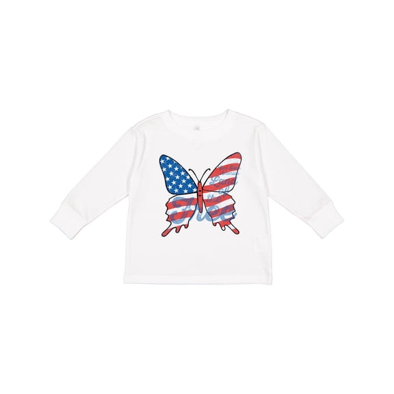Inktastic Patriotic Butterfly Girls Long Sleeve Toddler T-Shirt