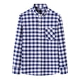thumbnail image 2 of Jinhomg Mens Button-Down Shirt Long Sleeve Casual Button Down Shirts Vintage Soft Plaid Shirt With Pocket Blue,XL, 2 of 4