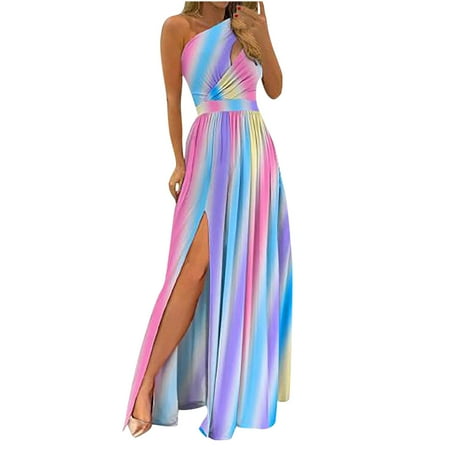 

Wedding Guest Dresses for Women Prom Dress Women s Sleeveless Asymmetrical Leisure Trendy Party Daily Elegant Printed Dress on Clearance Sundresses for Women Birthday Dresses Multi-color S