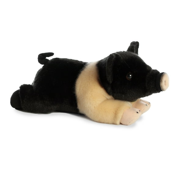 Aurora - Medium Black Miyoni - 12" Hampshire Pig - Realistic Stuffed Animal