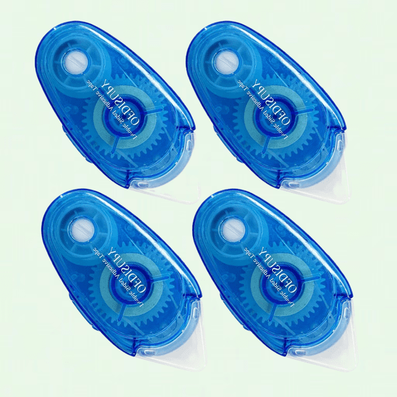 Double Adhesive Tape Rolls, 4pcs, Acid-Free & Archival Safe, Crafts Projects, 6m X 8mm (Blue)