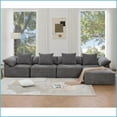 thumbnail image 2 of 5-Piece Modular L-Shaped Sectional Sofa - Convertible Sleeper with Ottoman, Gray Chenille Upholstery | Gray | Chenille | Cushion Back, 2 of 26