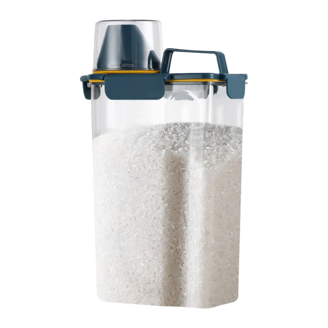 Rice Storage Container 3 L Plastic Transparent Food Storage Tank with Measurement Marks for Oatmeal Grain Cereal Pasta Flour