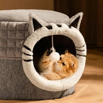 Nebwoak Winter-Warm Enclosed Cat Bed Cute and Cozy Cat House Windproof and Secure Hiding Spot