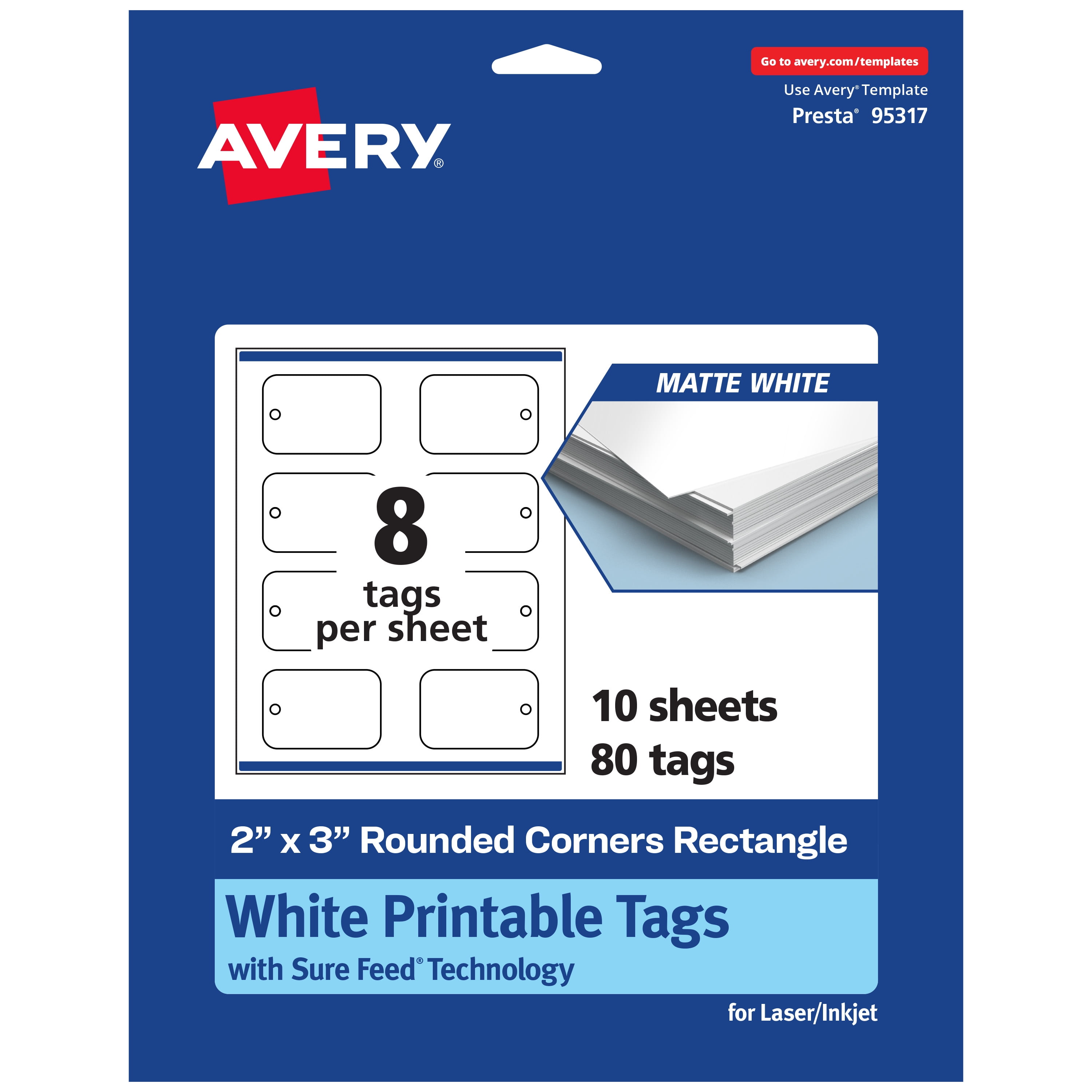 Avery Matte White Rectangle Labels - 2 X 7 Inches, 200 Labels, Sure Feed Technology, Permanent Adhesive
