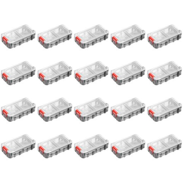Caja de aparejos de pesca de gran capacidad, caja de herramientas impermeable con tapa transparente (rojo + blanco)