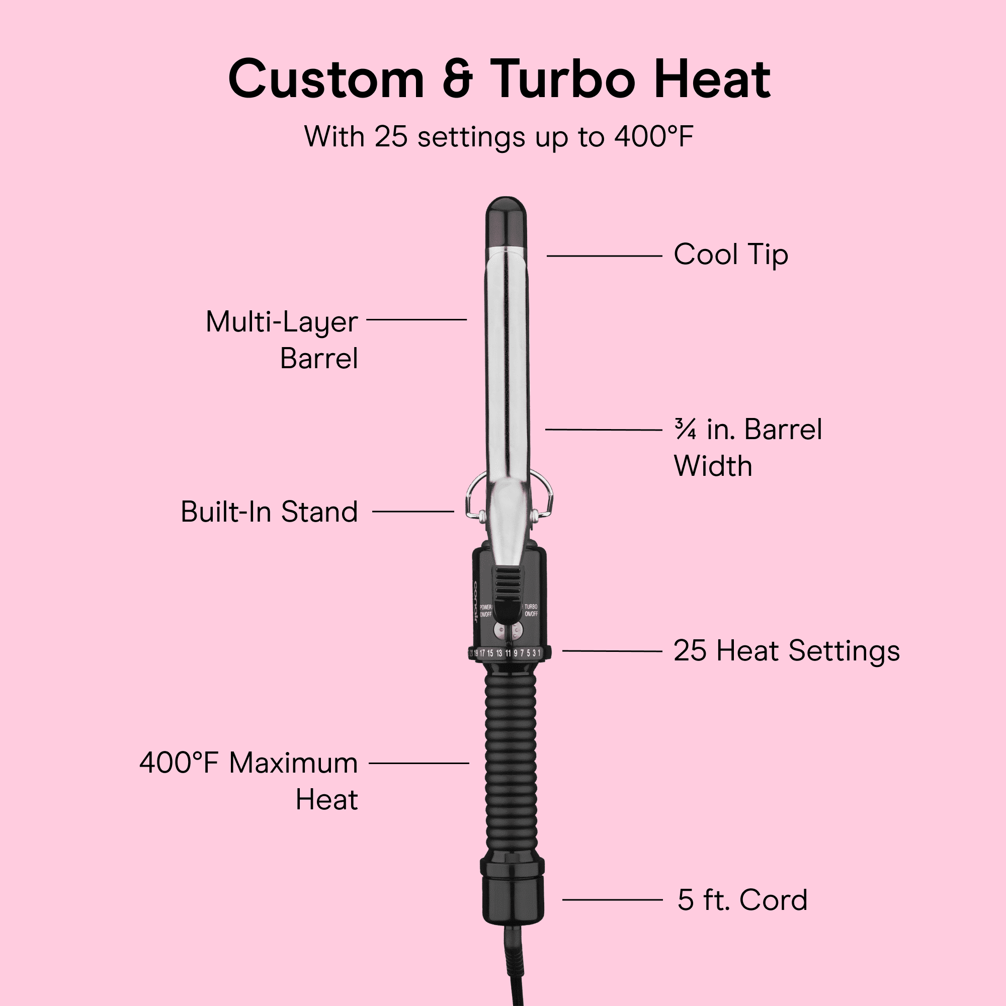 Conair Instant Heat 3/4" Hair Curling Iron, Creates Tight Curls, For Short to Medium Hair