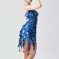 thumbnail image 5 of LYEAA Sequin Dress for Women Party Night Sleeveless V Neck Glittery Mini Dress Backless Elegant Dress Bodycon Solid Color Dress Slip Dress Holiday Dress Stretchy Ball Gown Dress Blue Free Size, 5 of 8